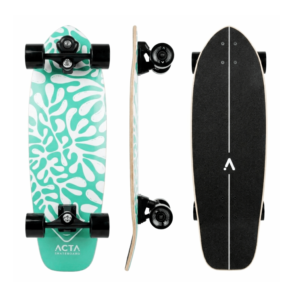 ACTA Surfskate Seaweed V2 31 pouces – vues deck, profil et grip sur fond blanc