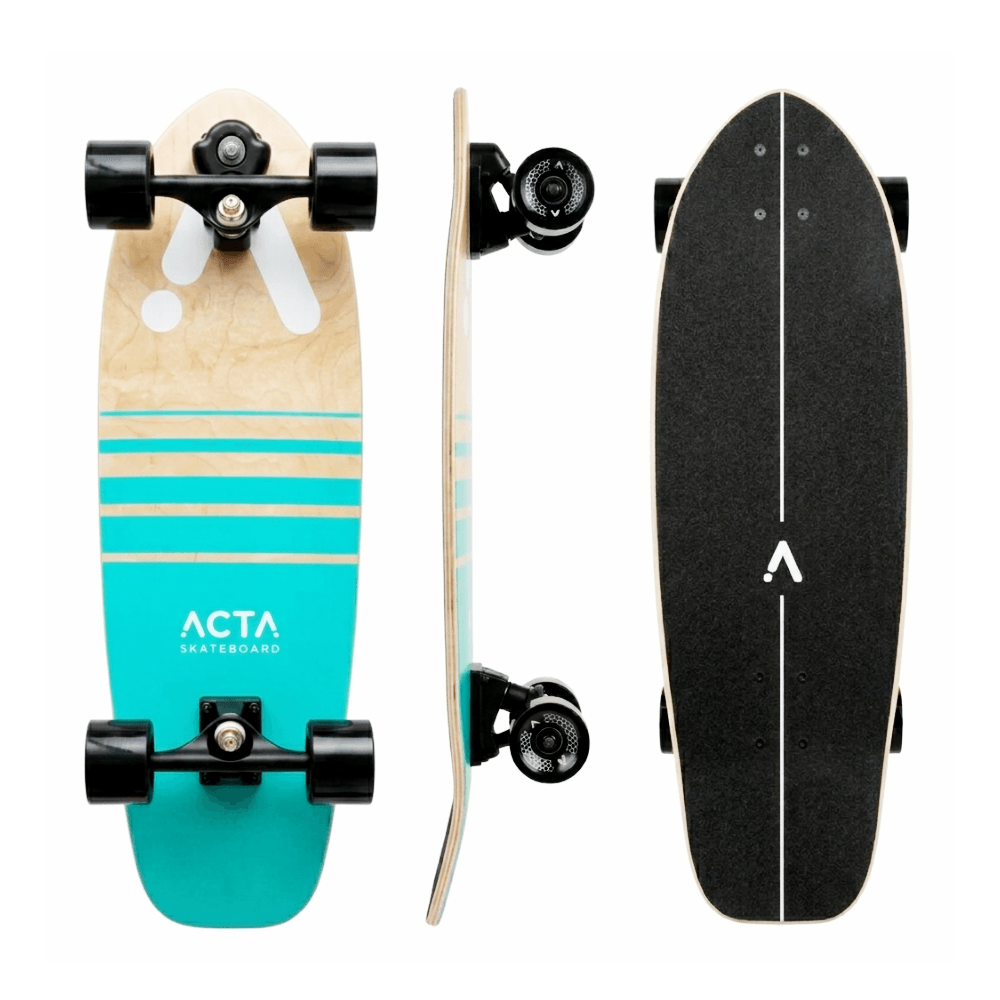 ACTA Surfskate Horizon V2 31 pouces – vues deck, profil et grip sur fond blanc