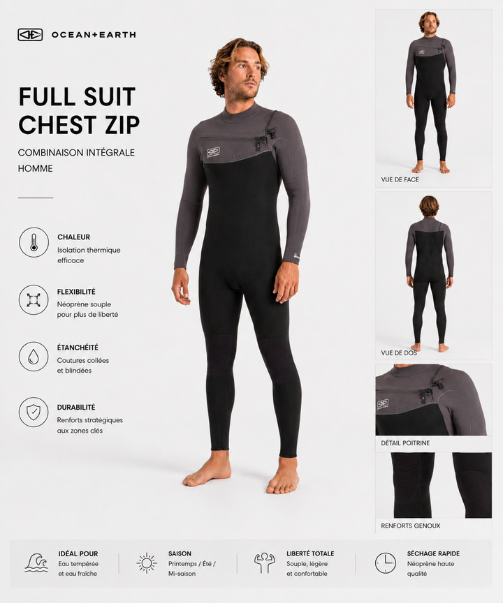 Ocean & Earth Men Free Flex 3/2 Chest Zip