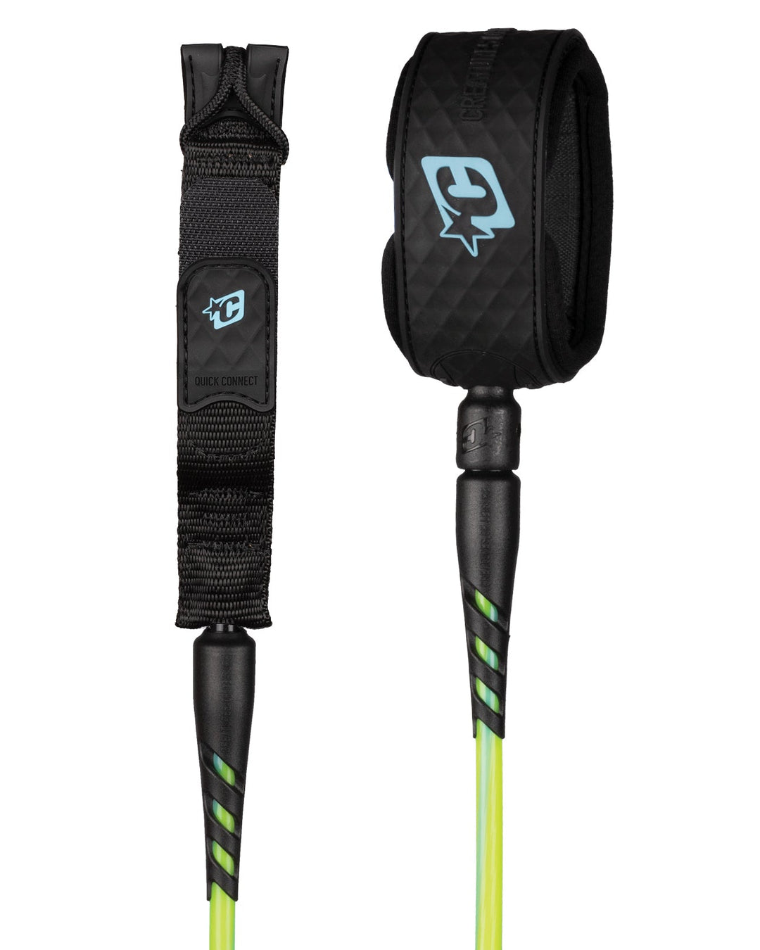 Creatures Reliance 2.0 Standard Duty 6' – Pine Lime Twist Black – leash de surf | Free Ride NC