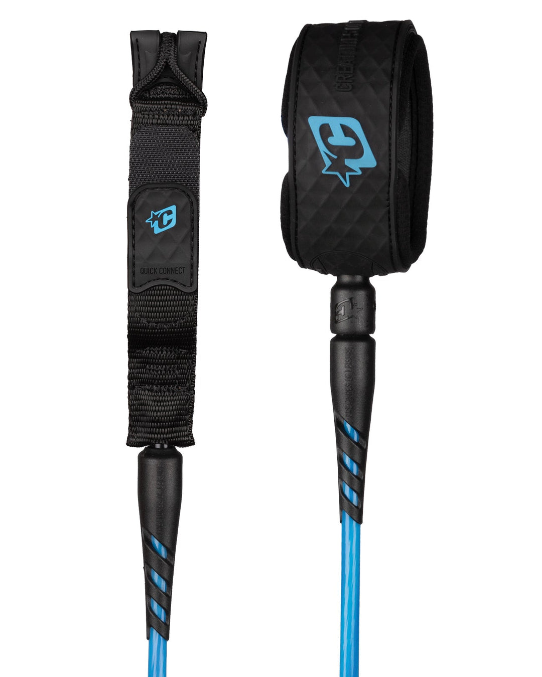 Creatures Reliance 2.0 Standard Duty 7' – Cyan Twist Black – leash de surf | Free Ride NC