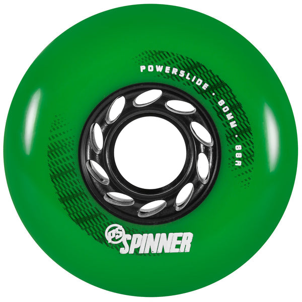 Powerslide Spinner Wheels 80mm 85a 4 Pack - Green - Powerslide