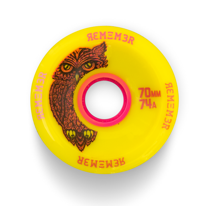 Remember Collective Hoot Wheels, 70mm 74a - Yellow