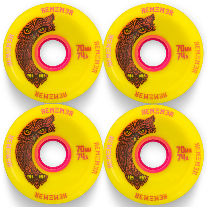 Remember Collective Hoot Wheels, 70mm 74a - Yellow